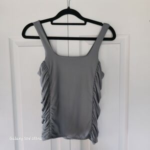 Ruched Side Tank Top in Gray